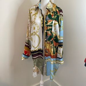 OVERSIZED ZARA PRINTED BUTTON DOWN SHIRT